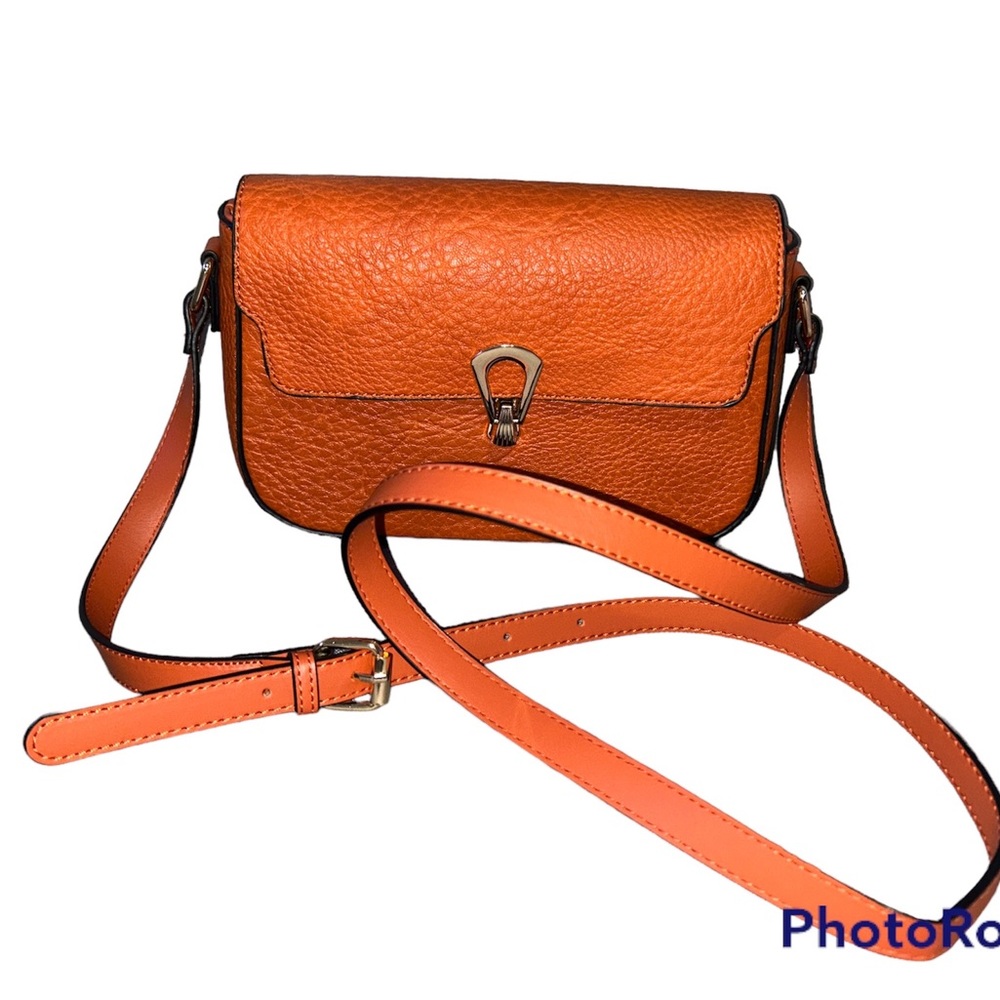 Burnt Orange Pebble Vegan Leather Crossbody